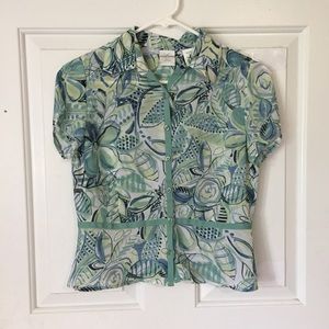 Emma James Petite Blue-Green Collared Blouse